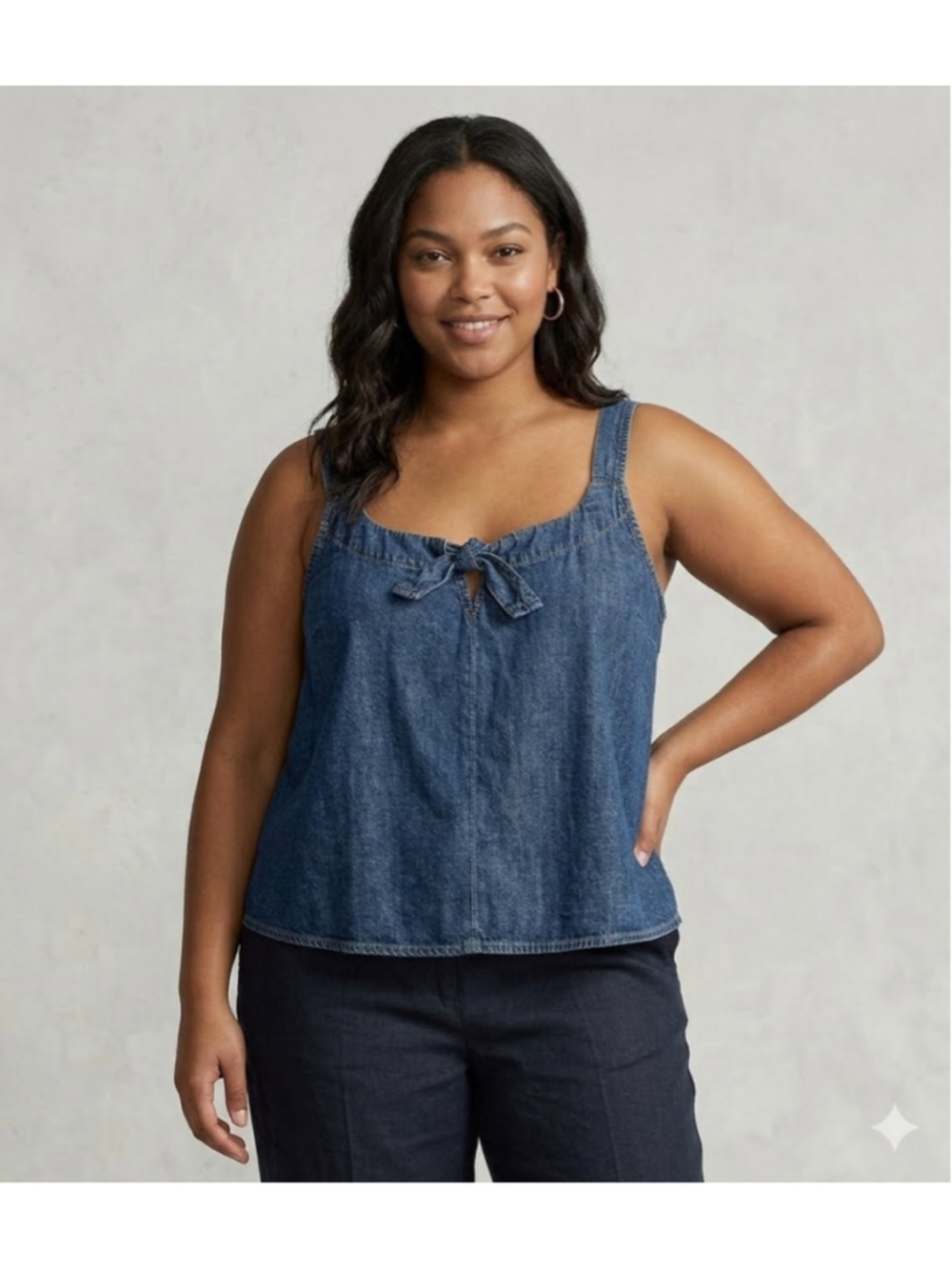 Ann Taylor LOFT Women denim Sleeveless Blouse size XL